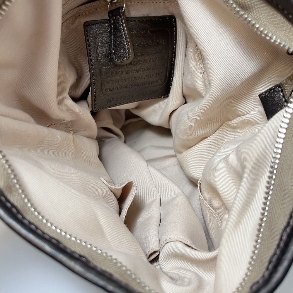 Coach Womens Brown Tan Sateen Signature Chain Duffle Convertible Crossbody Bag - Picture 14 of 15